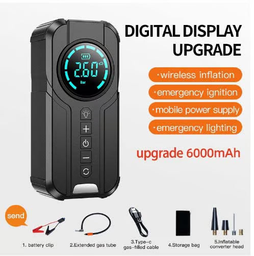 4 in 1 Portable High-Power Car Jump Starter & Air Pump