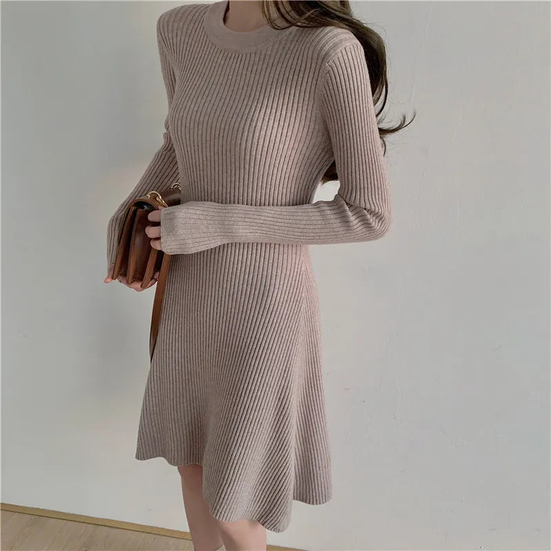 Long Sleeve French Base Dress Women